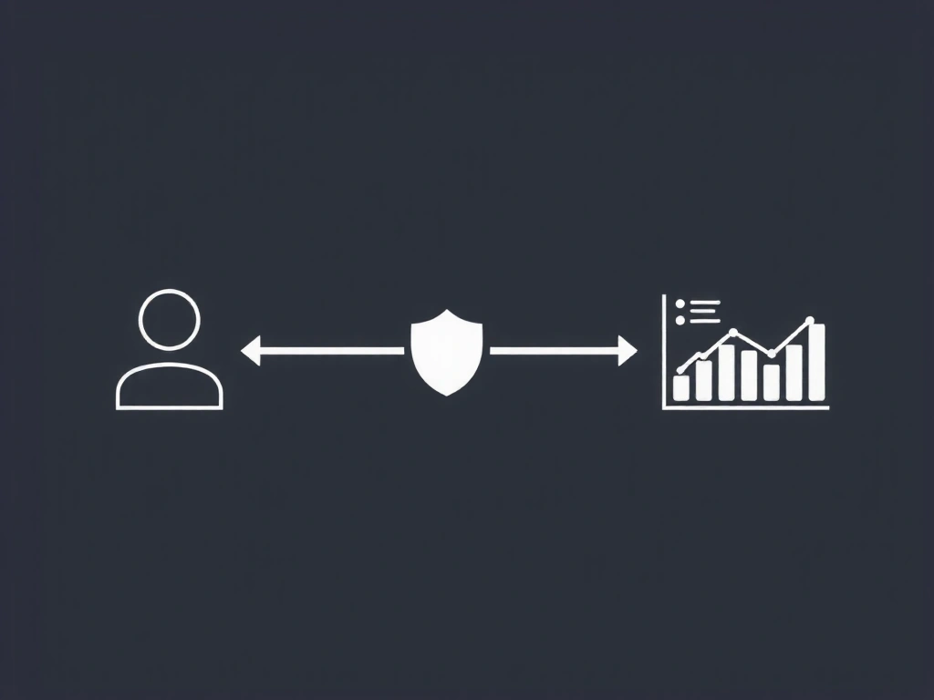 Abstract diagram showing user data moving securely to analytics dashboard.